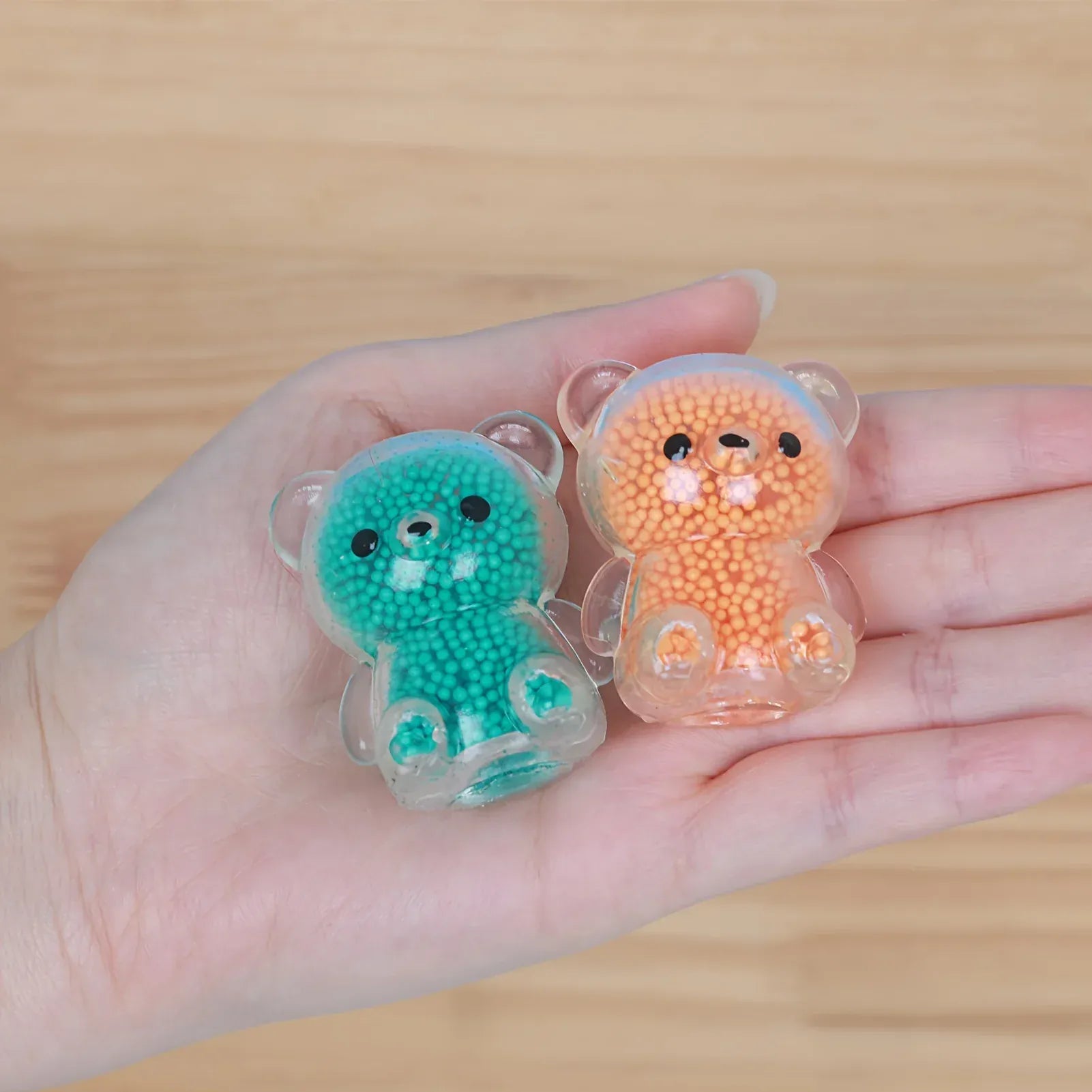 Mini Glitter Gummy Bear Stress Balls - 6 Pack Squishy Fidget Toys